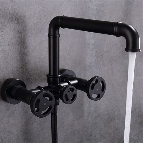 shower faucet with black pipe
